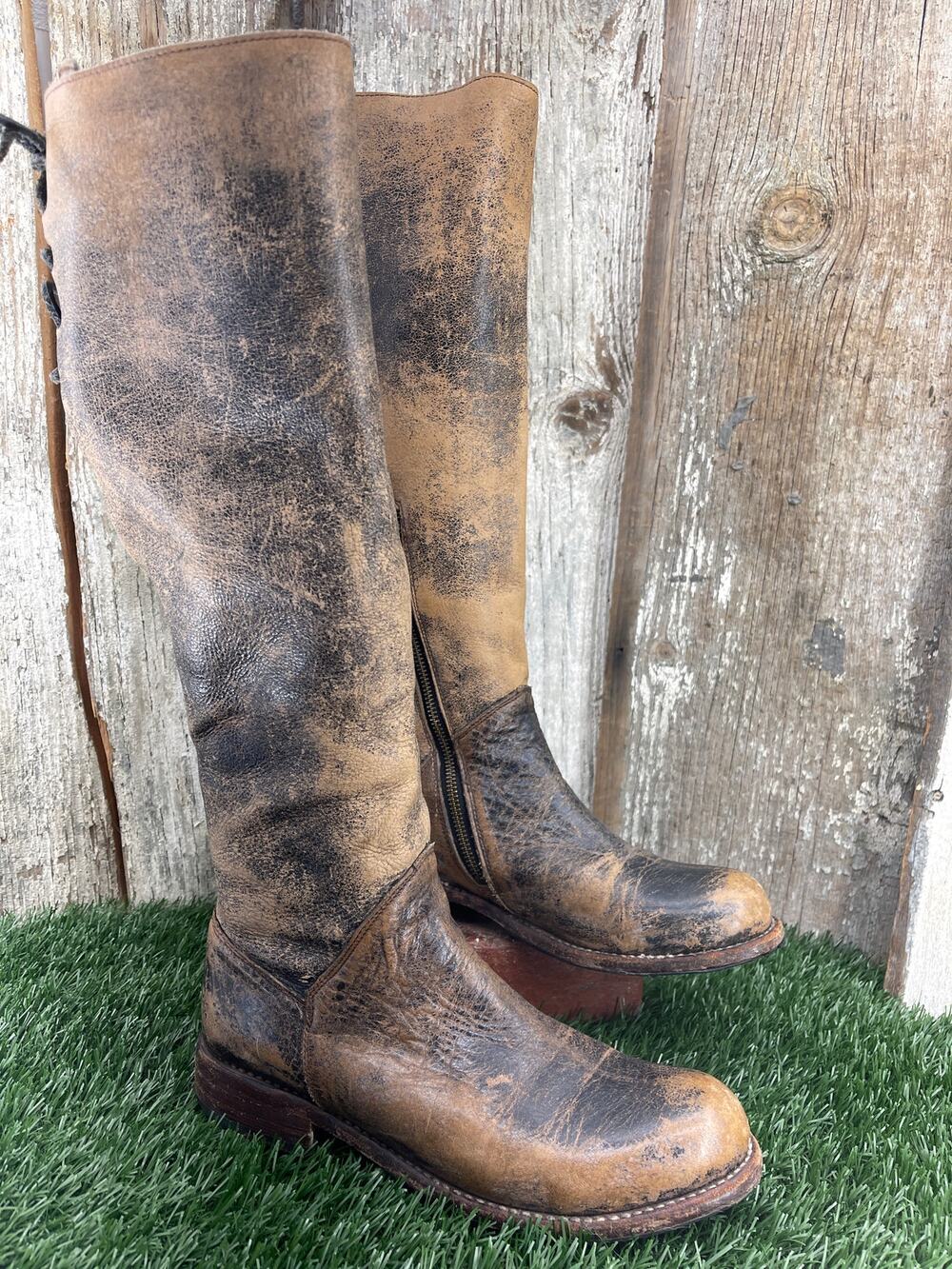 Bed|Stü Driftwood Manchester Knee High Equestrian Boots Distressed Size 8.5